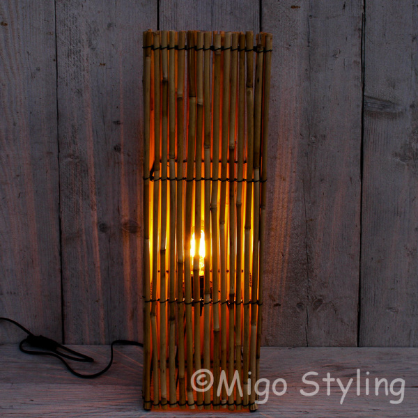 Bamboe lamp vierkant H 62cm