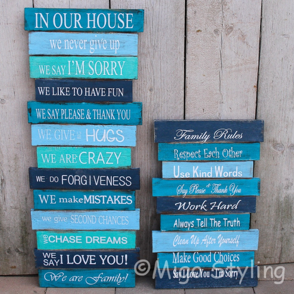 Family Rules bord Blauw groot  