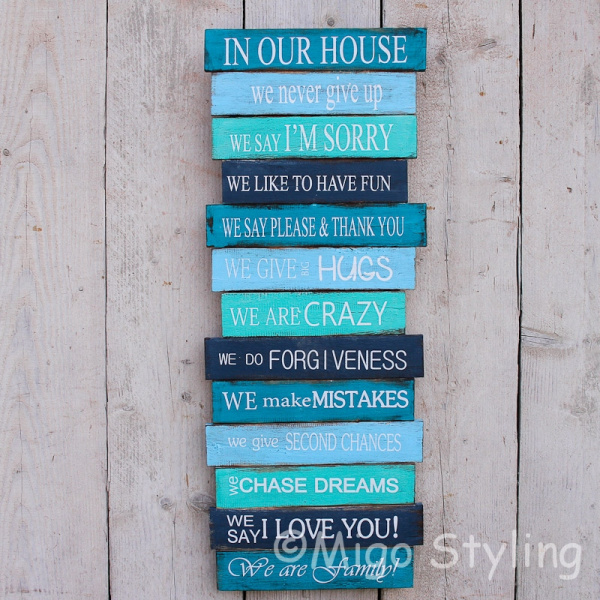 Family Rules bord Blauw groot
