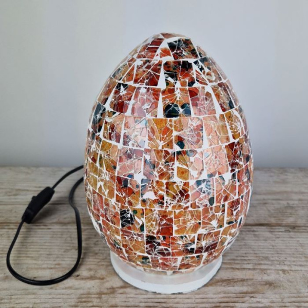 Gekleurde Mozaiek design tafellamp Egg (rood oranje)
