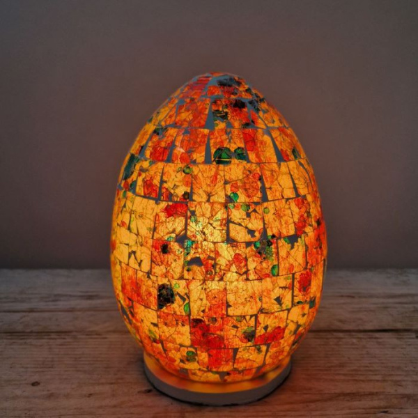 Gekleurde Mozaiek design tafellamp Egg (rood oranje)