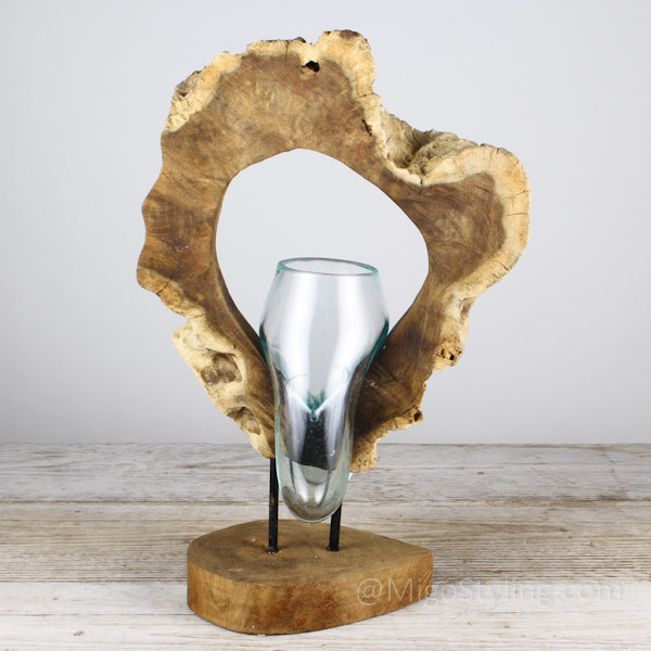 Glas op hout ornament (a)