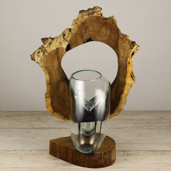 Glas op hout ornament (b)