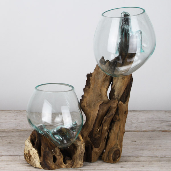 Van toepassing wiel Continent Glazen druppelvaas op hout dubbel? Bestel online - MigoStyling