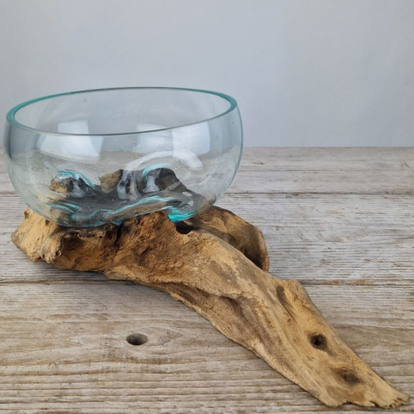 Glasschale auf Holz (a)