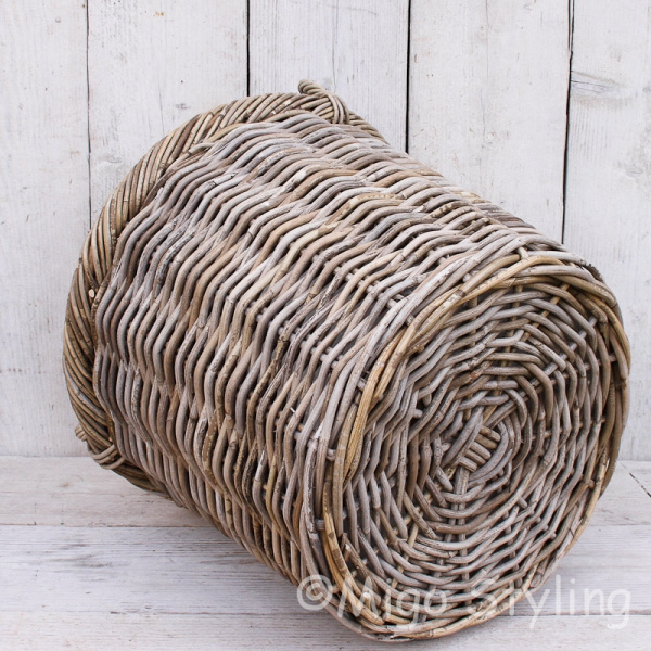 Haardmand / plantenmand rond (XL) grey rotan