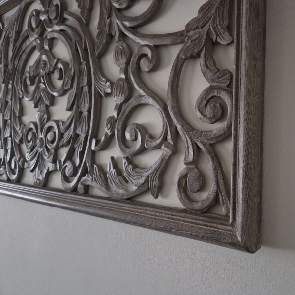 Houten Wandpaneel / Wandornament in bruin/white wash