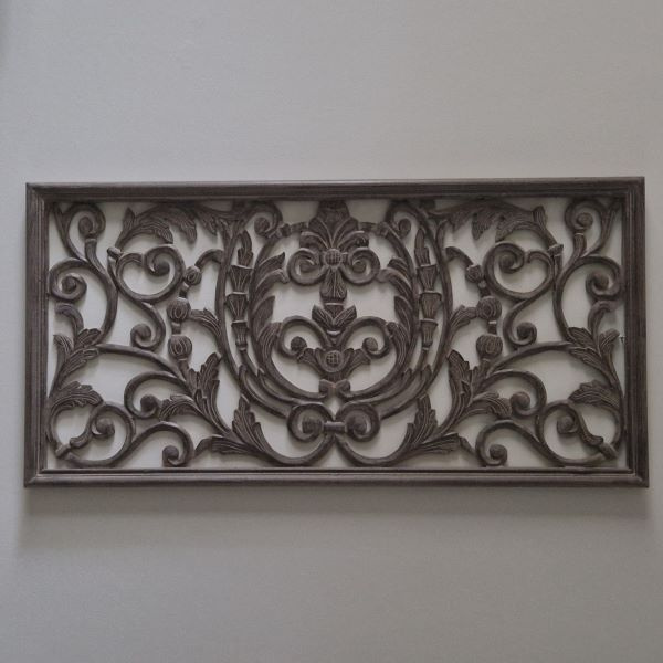 Houten Wandpaneel / Wandornament in bruin/white wash