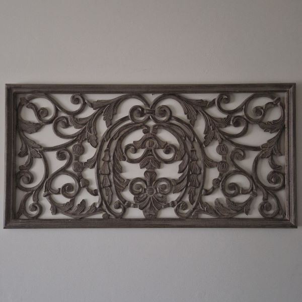 Houten Wandpaneel / Wandornament in bruin/white wash