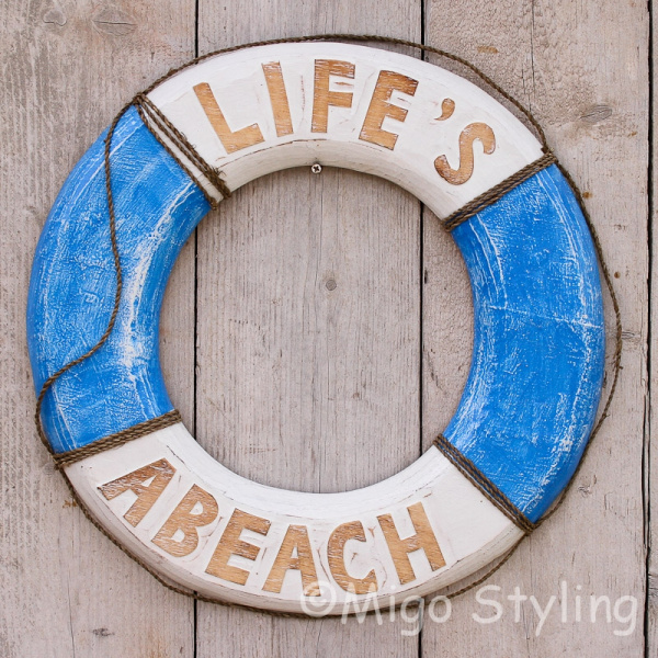 Houten boei Life's a beach Blauw 