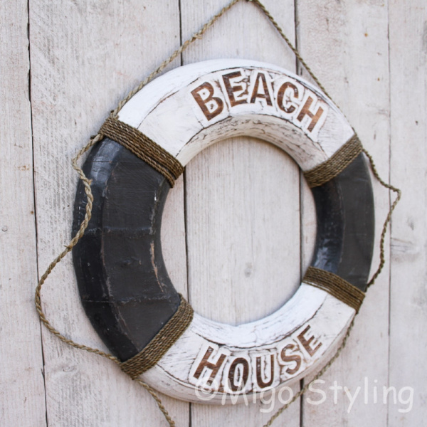Houten boei Beach House Grijs