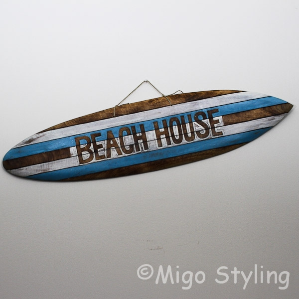 Houten Surfplank Beach House gekleurd 