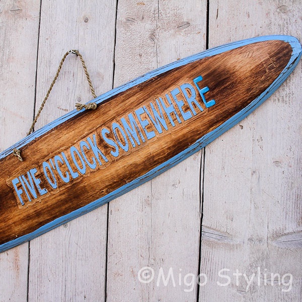 Houten Surfplank Five o'clock somewhere
