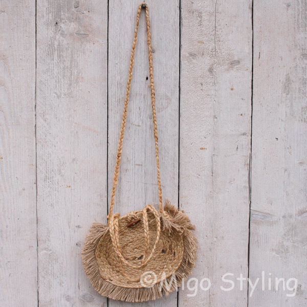 Jute schoudertas rond - Roundie bag 