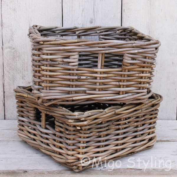 Schrankkorb / Regalkorb quadratisch Rattan 32x32 cm