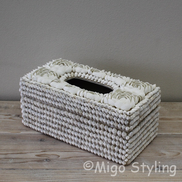 Luxe Tissuebox van schelpen Wit