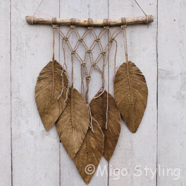Macramé Wandkleed Blad Bohemian bruin