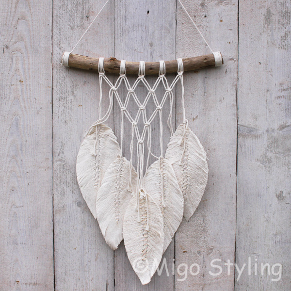 Macramé Wandkleed Blad Bohemian cremé