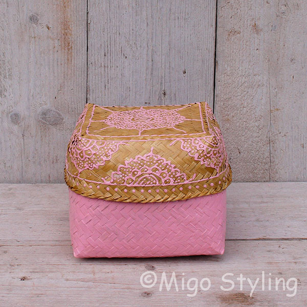 Offermandje bamboe roze S