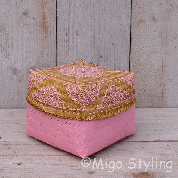 Offermandje bamboe roze S