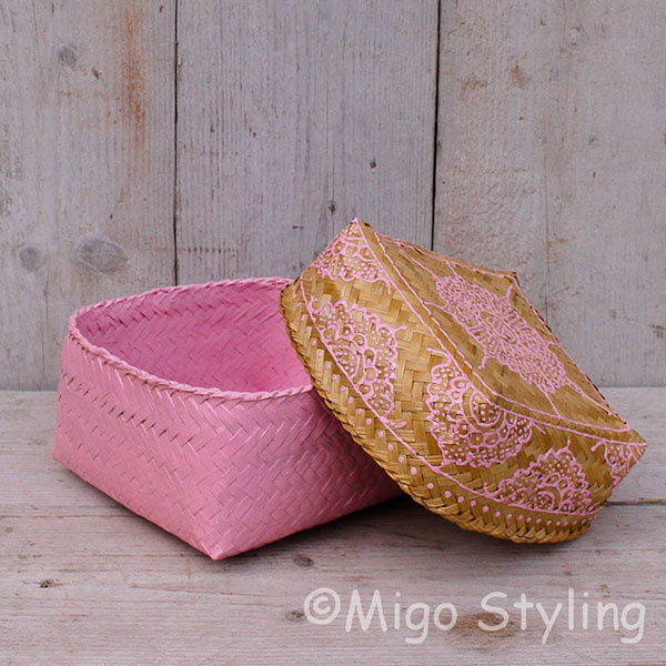Offermandje bamboe roze S 