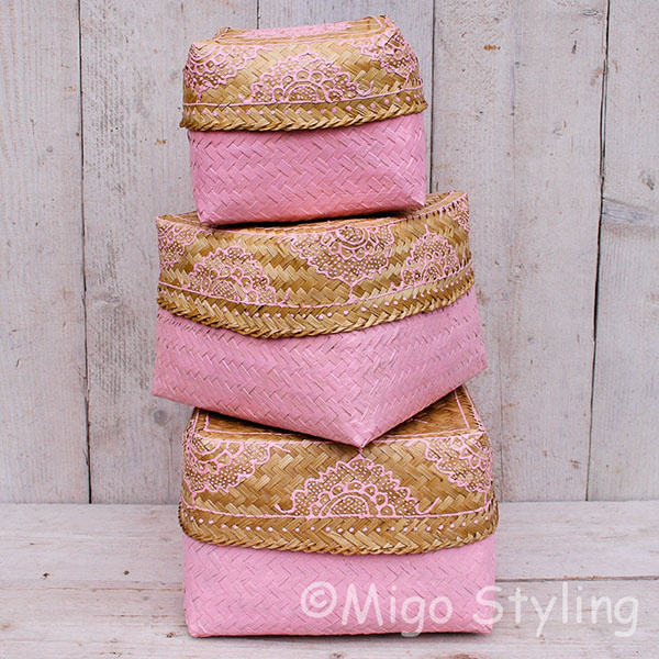 Offermandje bamboe roze S