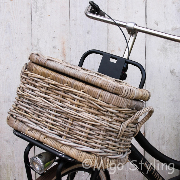Opbergmand met deksel 40 cm grey rotan 