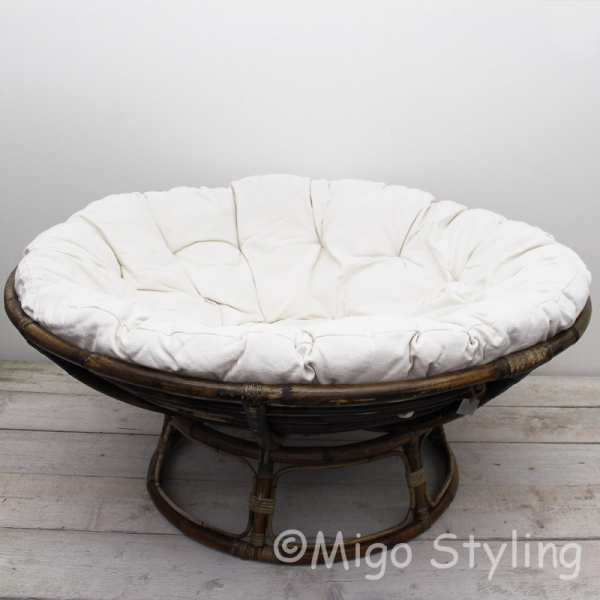 Papasan loungestoel met kussen 