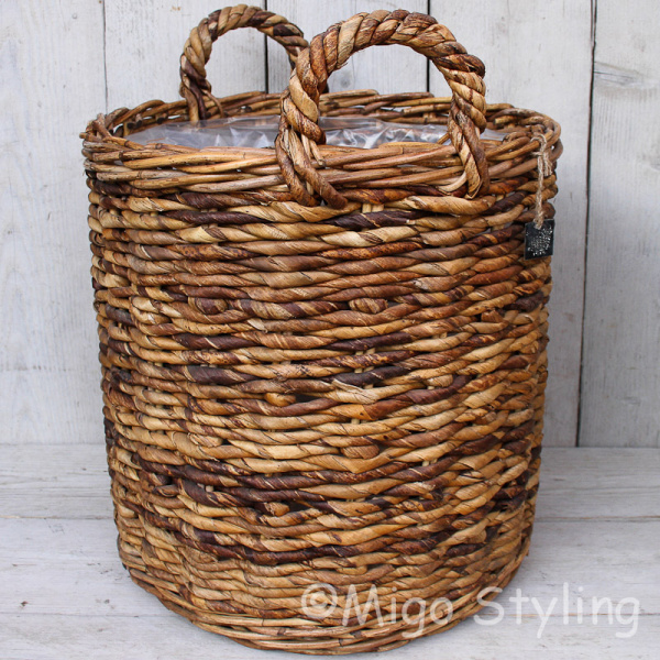 Pflanzenkorb / Holzkorb Bananenblatt H45 cm 