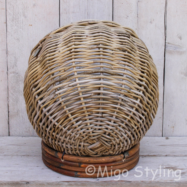 Katzenkorb mit weichem Kissen Rattan Grau