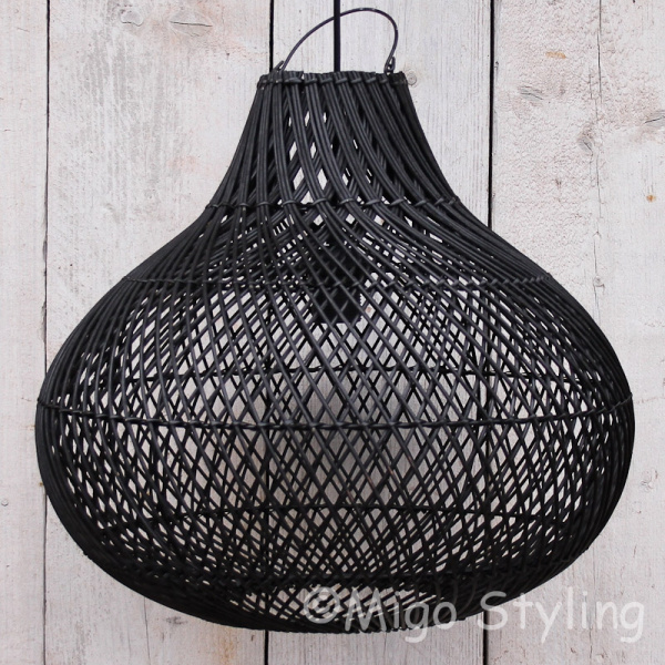 Rieten hanglamp groot zwart