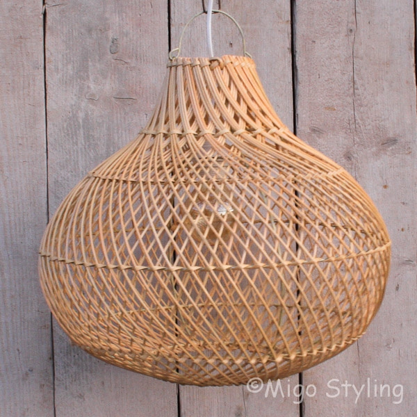 Rieten hanglamp groot 