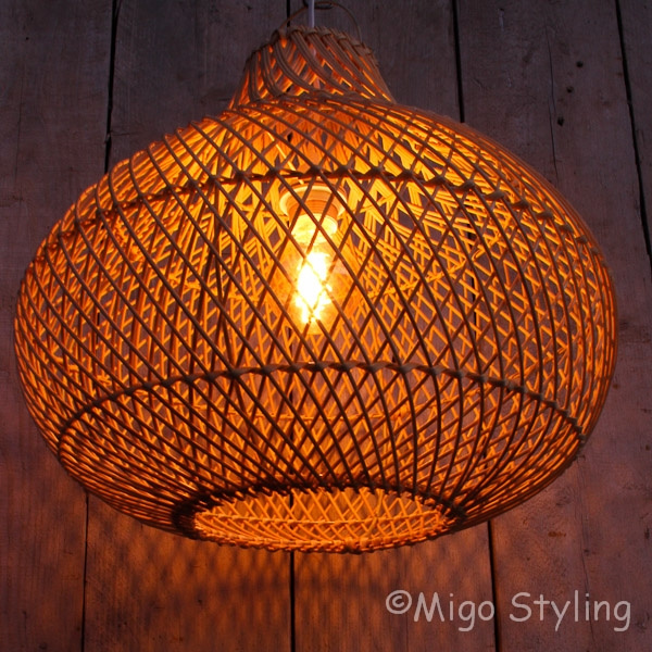 Rieten hanglamp groot 