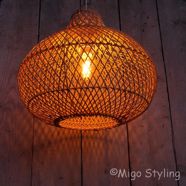 Rieten hanglamp middel 