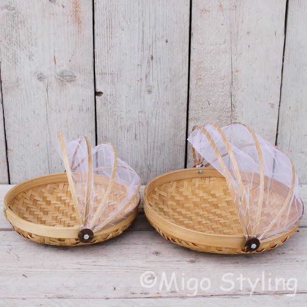 Set vliegenmandjes Bamboe naturel