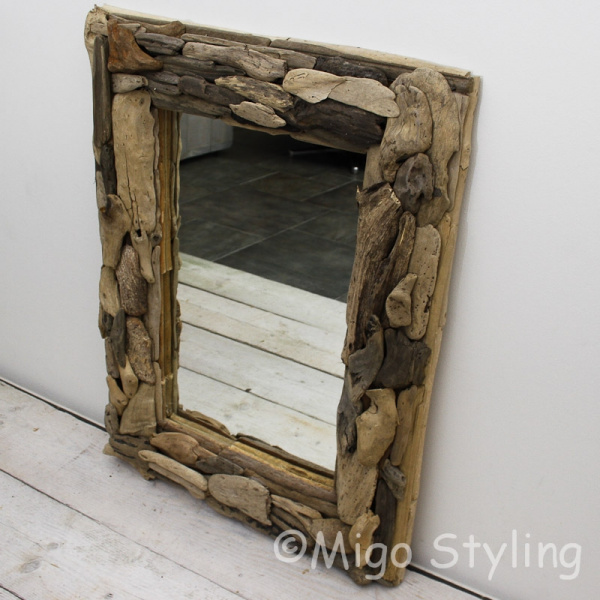 Spiegel rechthoek met driftwood  