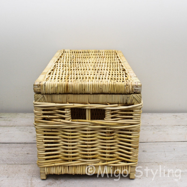 Strakke opbergmand met deksel 75 cm Naturel