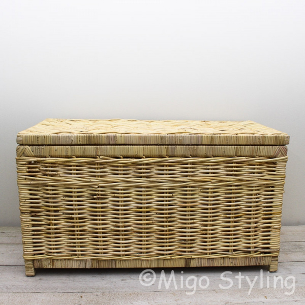 Strakke opbergmand met deksel 90 cm Naturel 