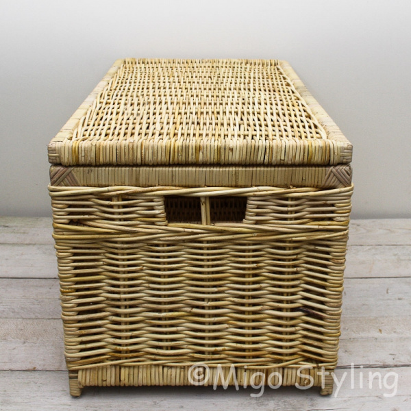 Strakke opbergmand met deksel 90 cm Naturel