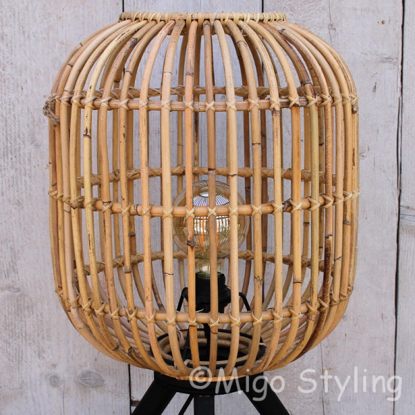 Tischleuchte Rattan natur