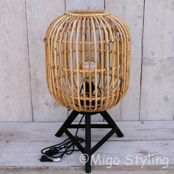 Tischleuchte Rattan natur