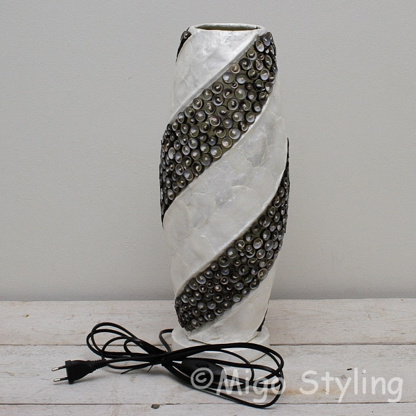 Tischlampe Muscheln Design Spirale dunkel H50 cm 