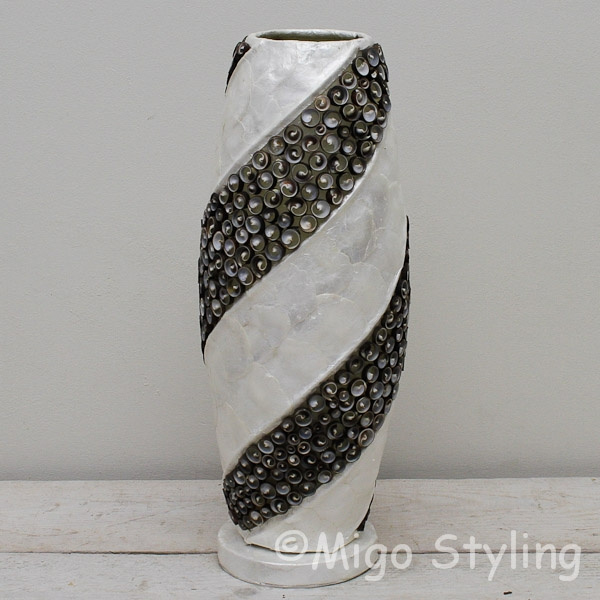 Tischlampe Muscheln Design Spirale dunkel H50 cm