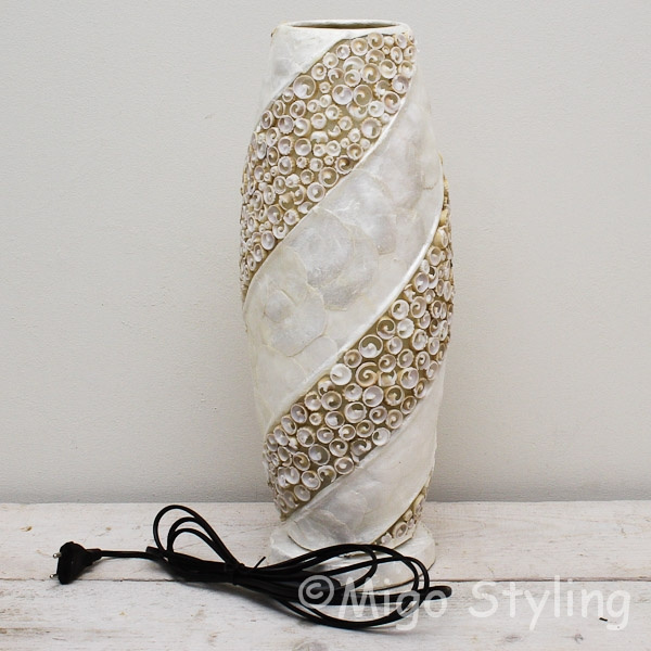 Tischlampe Muscheln Design Spiral sandfarbe H50 cm