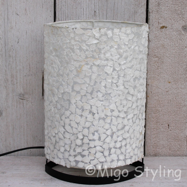 Tafellamp wit gevlokt parelmoer 30 cm 