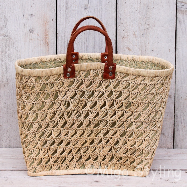 Tas van zeegras met borduursel Groot