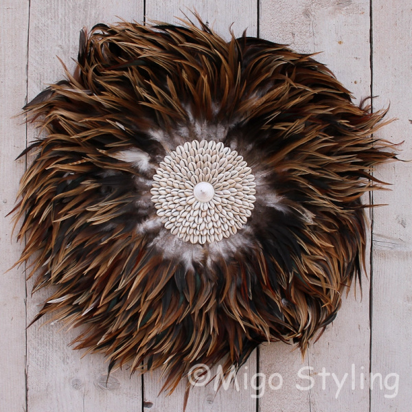 Wanddecoratie met veren Juju Dia 65cm Bruin 