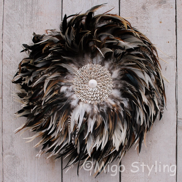 Wanddecoratie met veren Juju Dia 55cm Bruin 