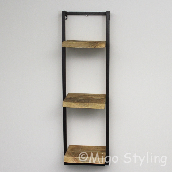Wandrek industrieel 3 legplanken mango 