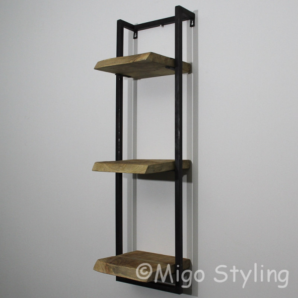 Wandrek industrieel 3 legplanken mango 